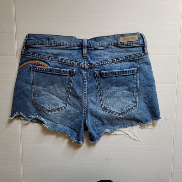 Blank NYC jean shorts boho denim cut off sun rainbow embroidery coastal cowgirl - Picture 7 of 15